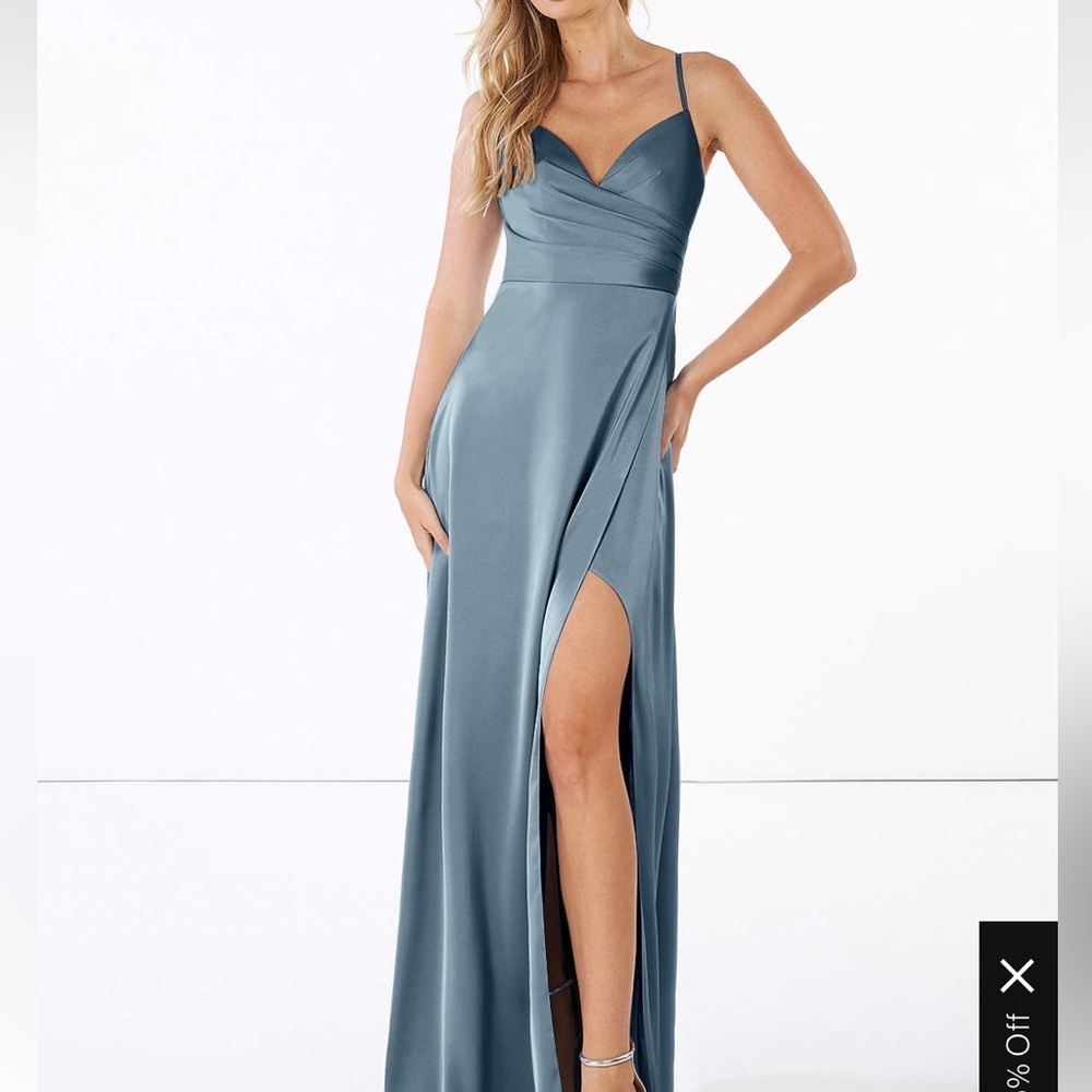 Azazie dusty blue satin dress